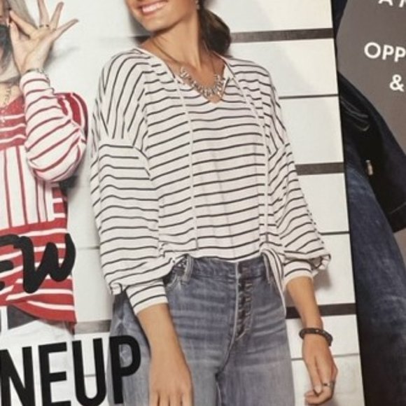 CAbi Black and White Striped Sweatshirt - Picture 5 of 6